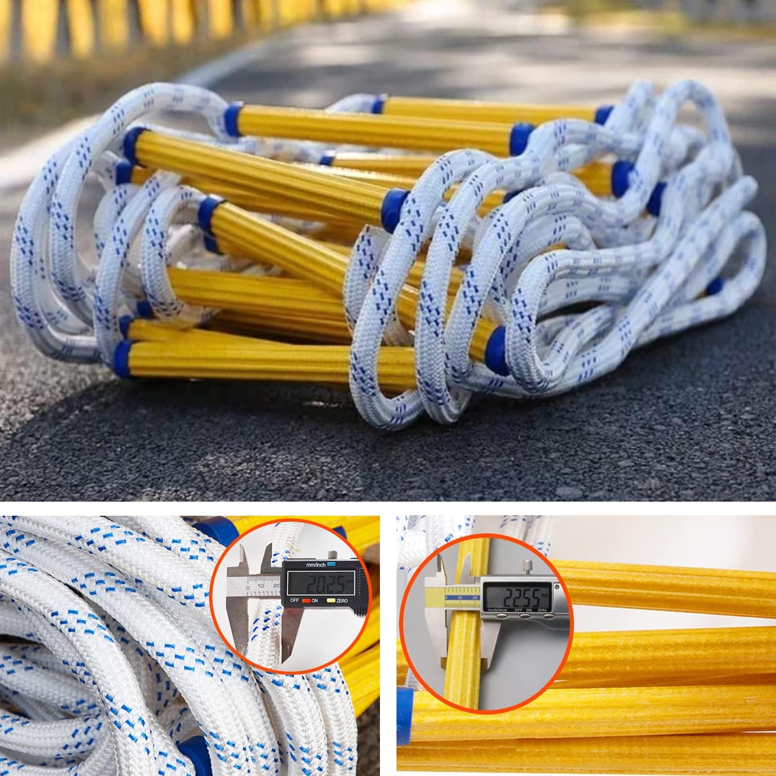 Fire Ladder, Rescue Ladder, Fire Ladder with Carabiner, Reusable, Fireproof Rescue Rope Ladder, Tear-Resistant, Perfect for Windows and Balconies(12m(39.4ft))