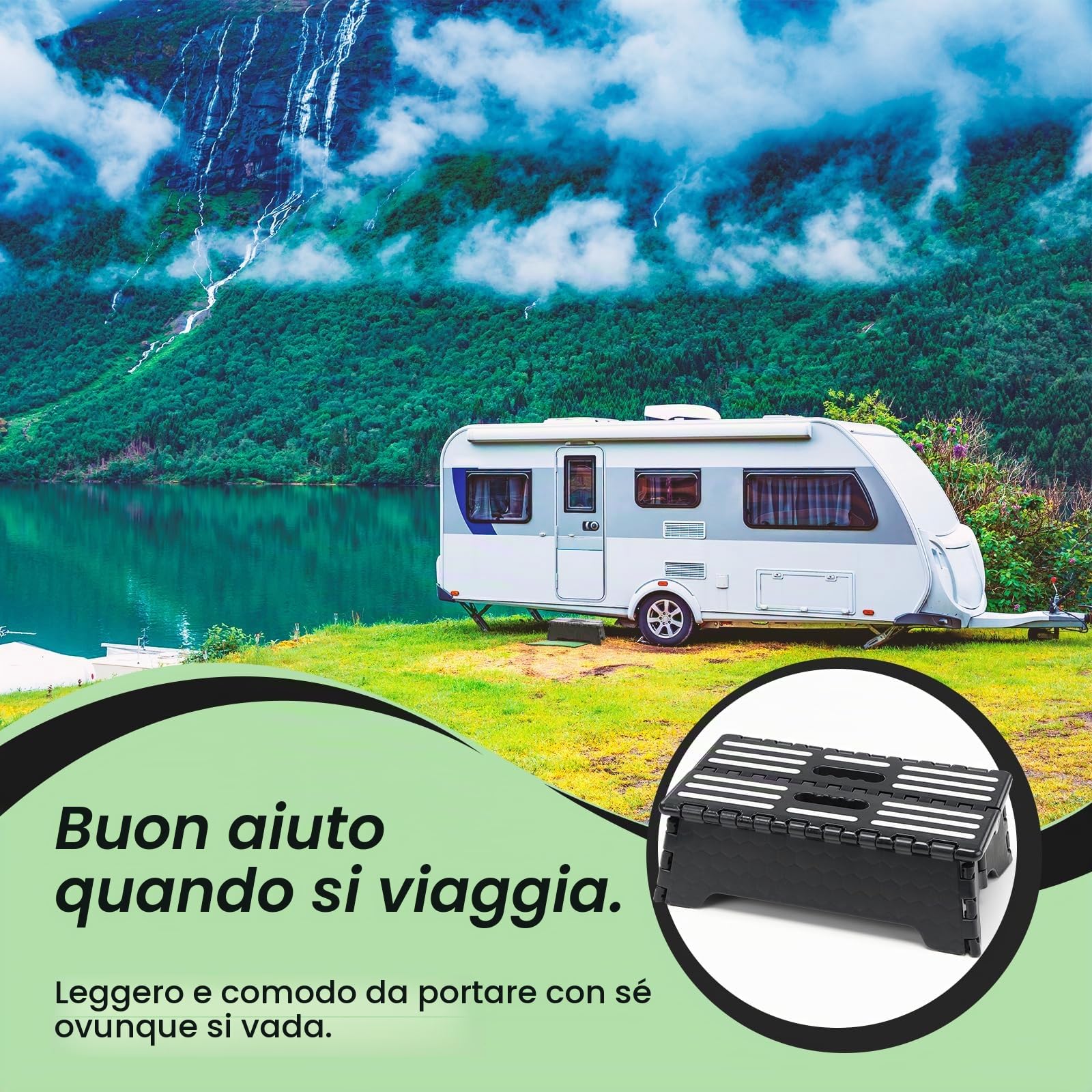 Sgabello pieghevole portatile 38x22x13 cm, sgabello pieghevole portatile step feci per cucina bagno uso da viaggio, antiscivolo sgabello pieghevole per bambini, anziani, disabili
