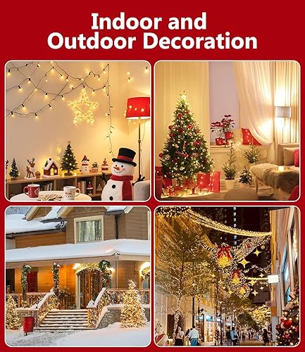 Miniatura 6 de Luces de Navidad blancas cálidas de 82 pies para exteriores con 8 modos, IP44 impermeable, enchufable, para árbol de Navidad, patio, jardín,