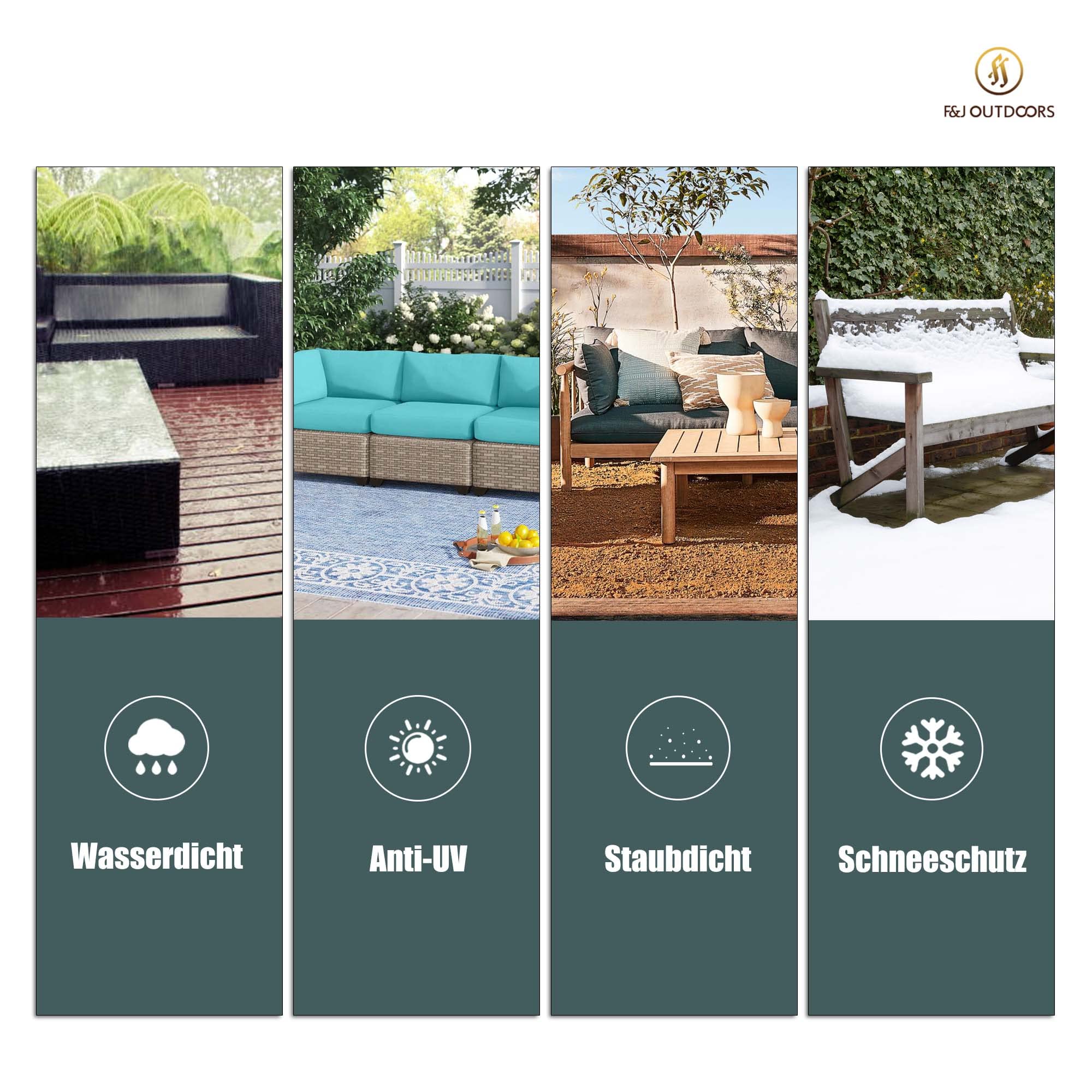 F&J Outdoors Abdeckhauben für Garten Loveseats Wasserdicht UV Beständige 2-Sitzer Lounge 3-Sitzer Sofas Schutzhülle Gartenbänke Bank Plane (Beige:178x84x81/61cm)