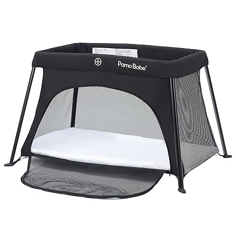 Pamo Babe Travel Crib Lightweight Baby Playard with Mattress Compact Play Yard with Detachable Legs