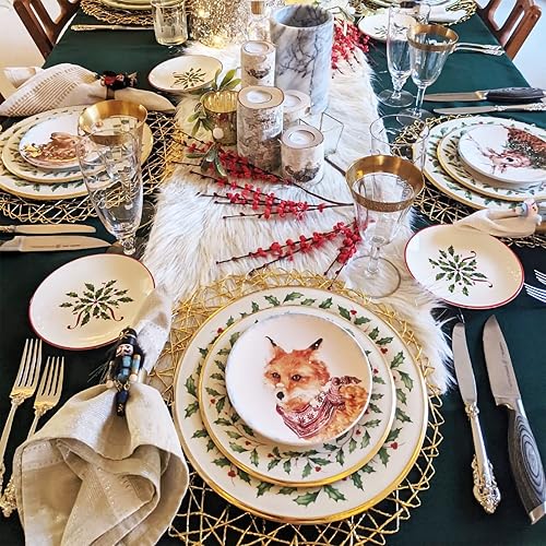 Miniatura 9 de Juego de 12 manteles individuales tejidos, decoración de mesa de comedor, centro de mesa, decoración de mesa, platos de cargador, manteles