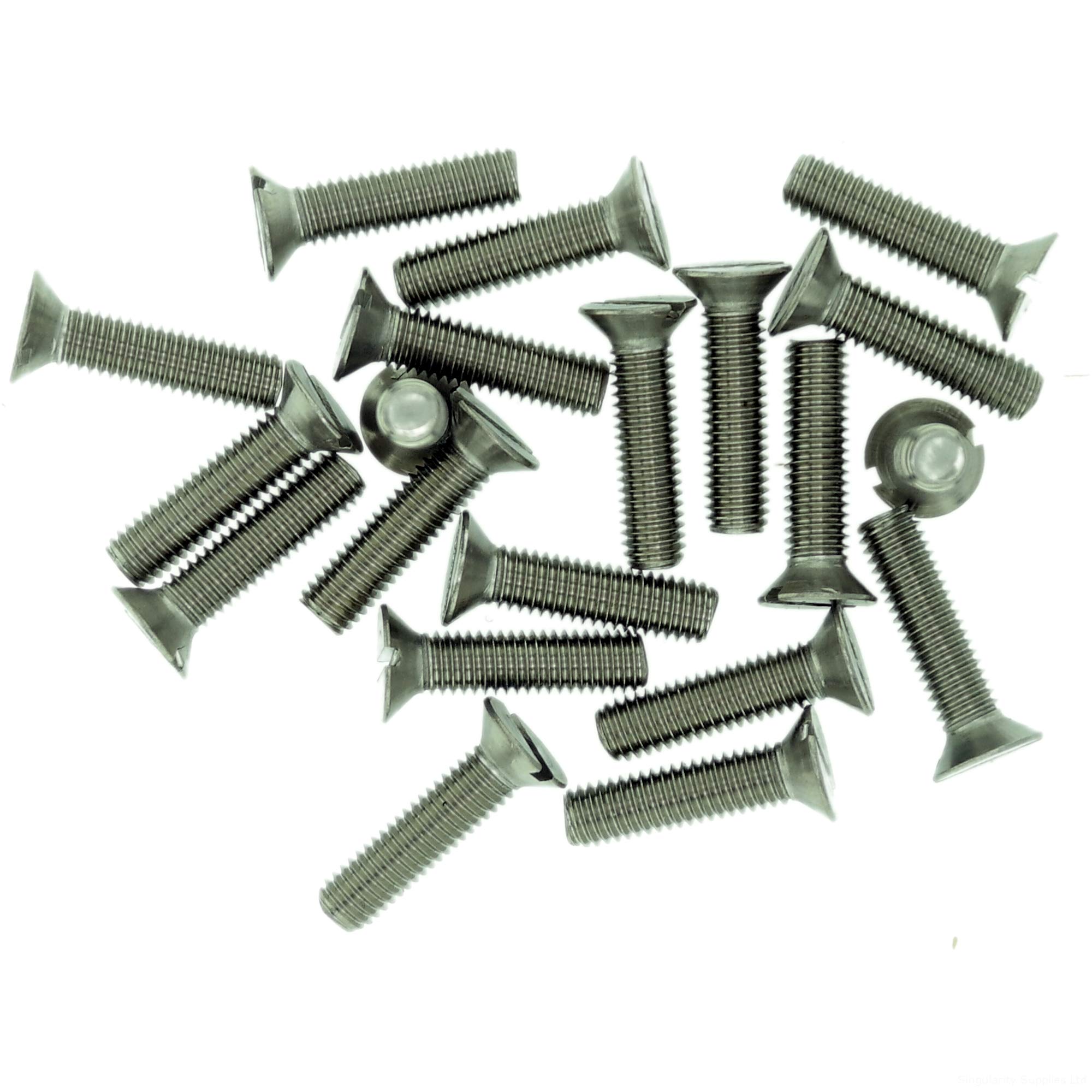 Singularity Supplies M5 (5Mm X 30Mm) Slot Countersunk Machine Screw (Bolt) - Stainless Steel (A2) (Pack Of 20)