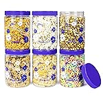 PEARLPET Blossom Jar Plastic Containers for Kitchen Storage | Plastic Container Set | BPA-Free, Stackable Jars | BLUE, 1100ml (Set of 6)