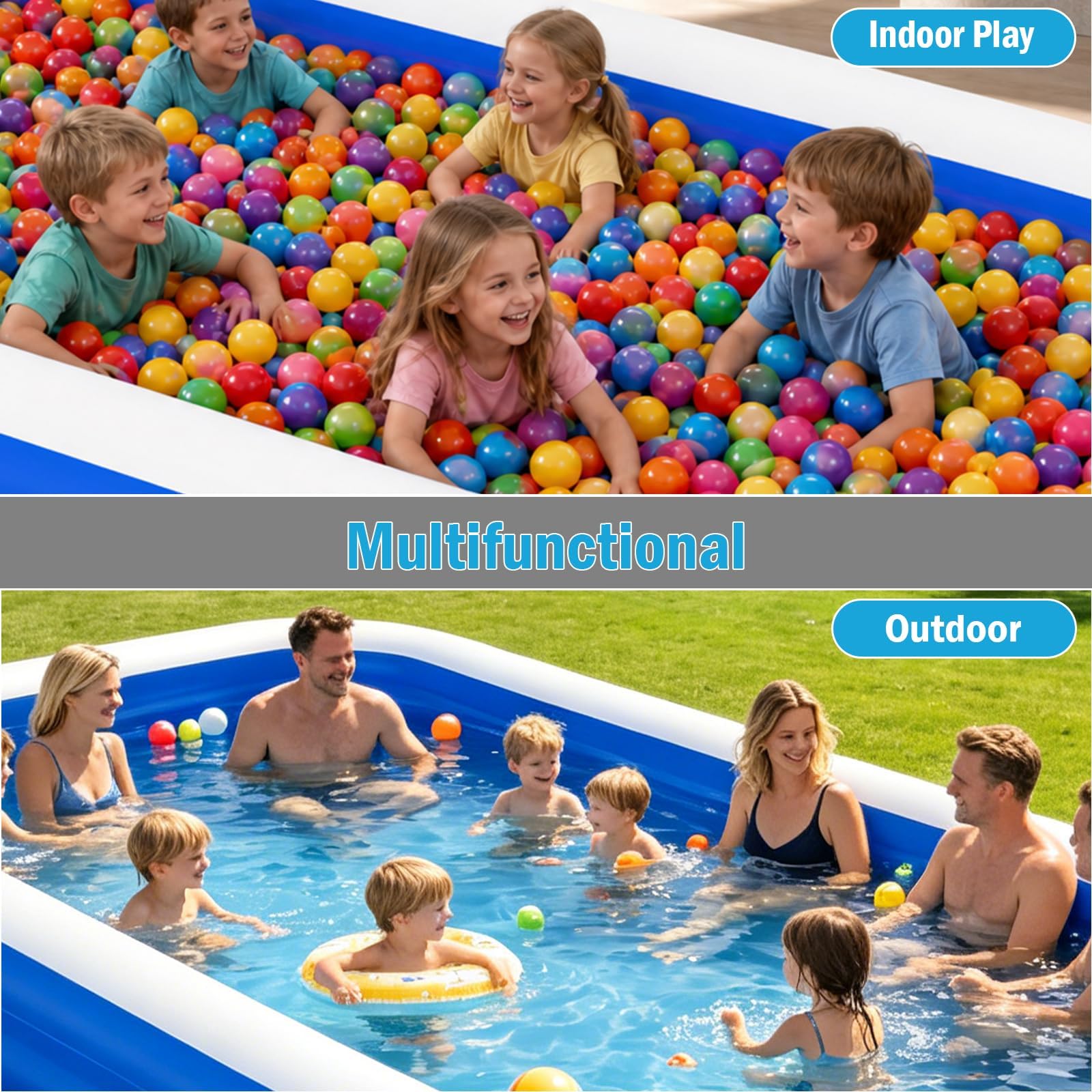 Piscina inflable extragrande para adultos, 180 x 76 x 22 pulgadas, piscina inflable extragrande con bomba, piscinas inflables extralargas de 15 pies para patio trasero, piscina grande fácil de