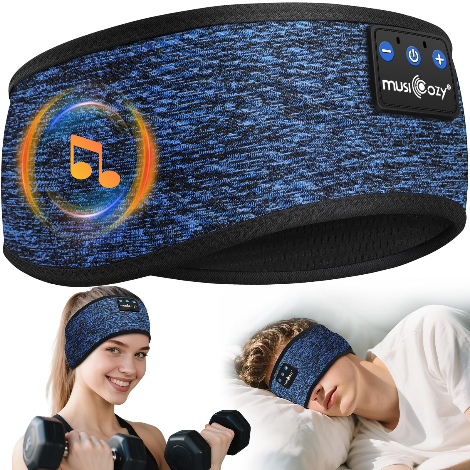 MUSICOZY Schlafkopfhörer, Bluetooth 5.4 Schlafkopfhörer, Stirnband, Sportkopfhörer mit 16+ Stunden Musikwiedergabe,Kopfhörer zum Schlafen,Entspannen,Yoga,Reisen
