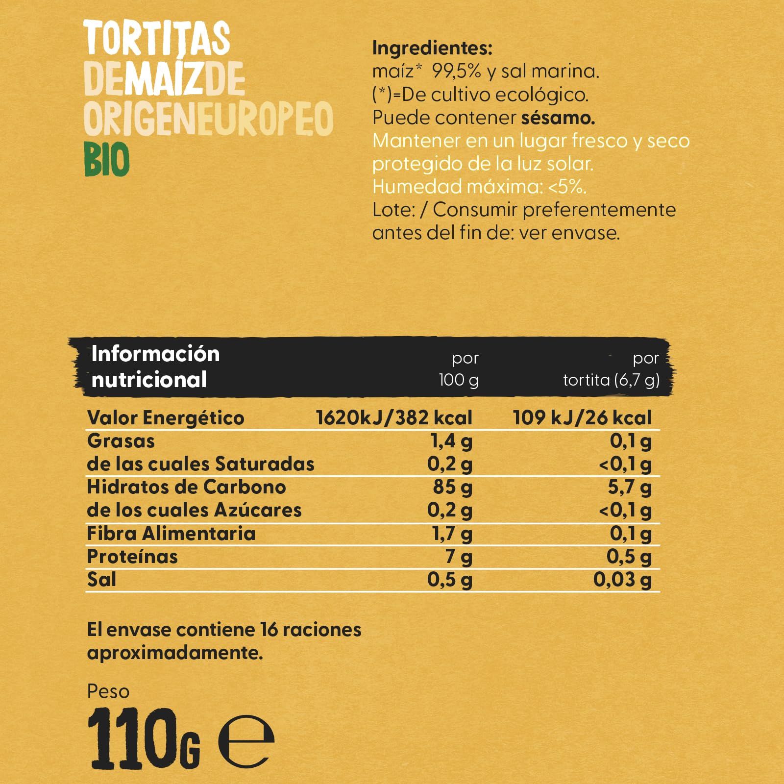 ECOCESTA MEJOR CADA DIA Mejor Cada Día Tortitas de Maíz Bio (12 x 110g) 1380 g