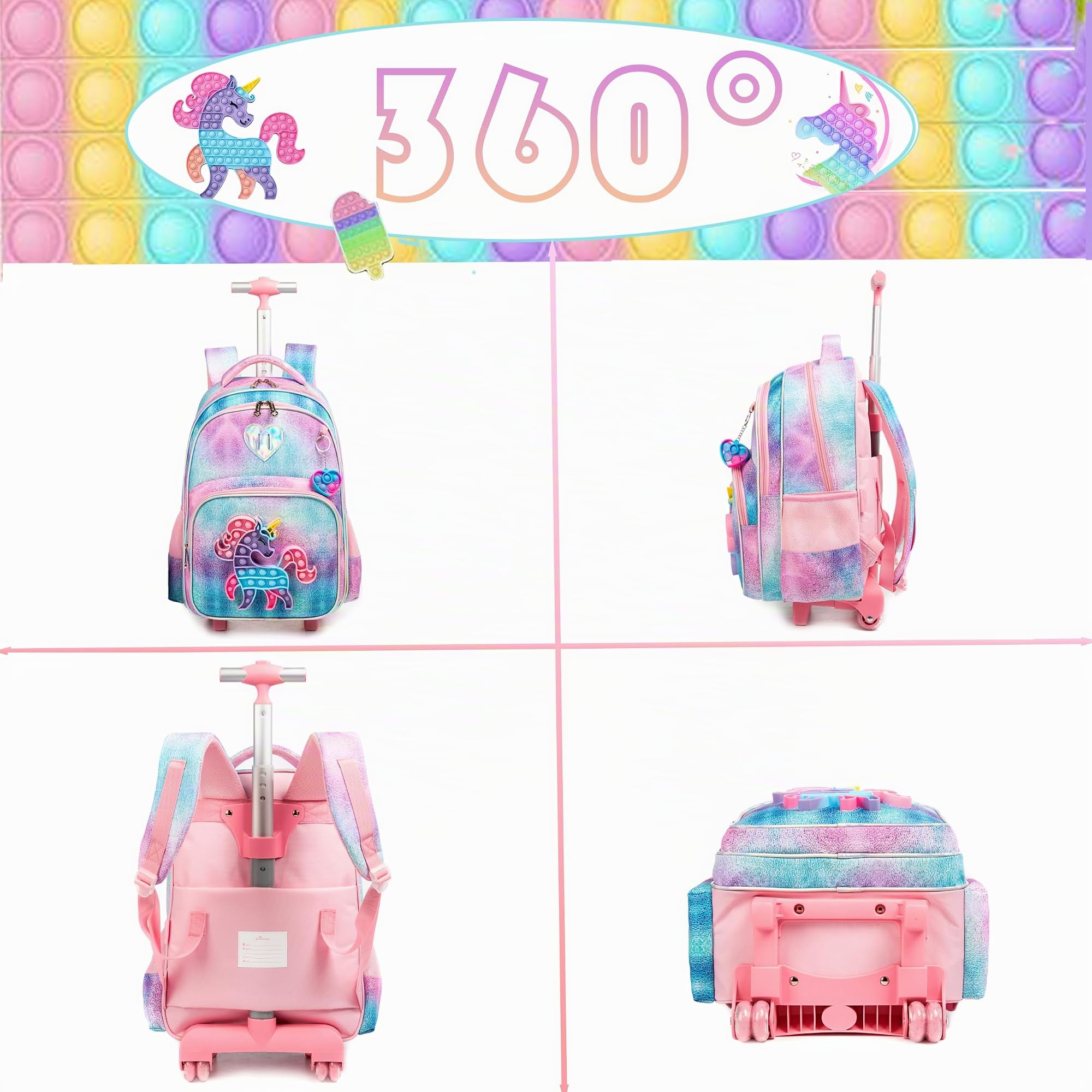HTgroce Schulranzen Mit Rollen, Toy Schulranzen Trolley Kinder, Trolley Rucksack Mädchen, Anti Stress Spielzeug Schultasche Zum Ziehen Mädchen