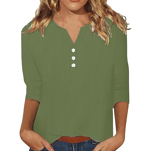 Linen Tops for Women Button Down Shirt Cotton Linen Long Sleeve Lightweight Casual 2024 Work Blouse Solid Color Tops