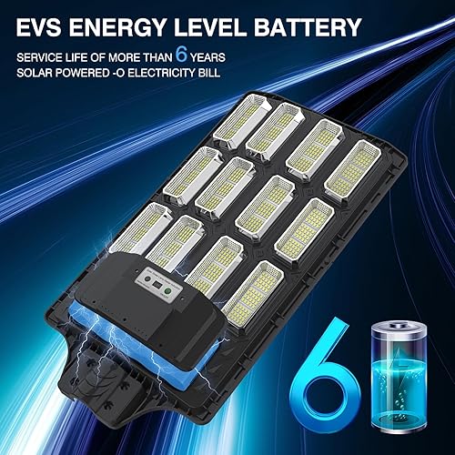 Miniatura 7 de wudor Luces solares de calle de 1650 W para exteriores, 165000LM LED brillante impermeable luz de calle alimentada por energía solar, lámpara solar