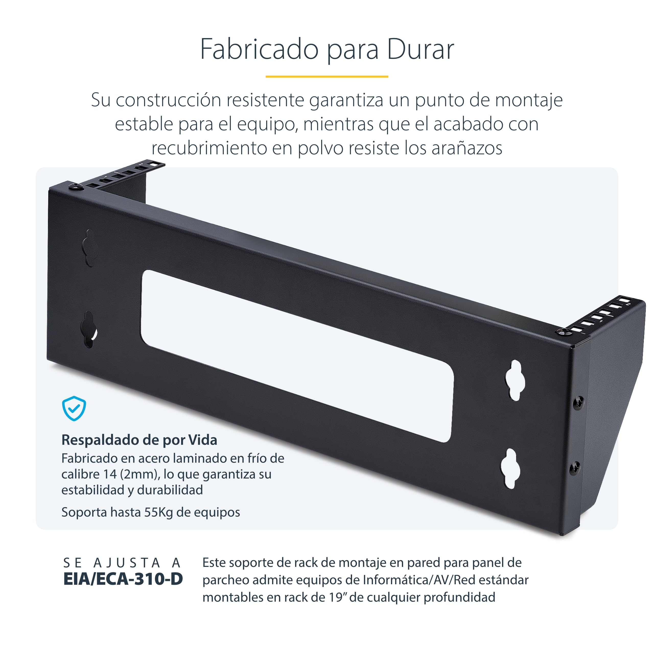 StarTech.com Rack Vertical de Montaje en Pared 2U para Servidores y Equipo de 19" - Capacidad de 55kg para Paneles de Parcheo