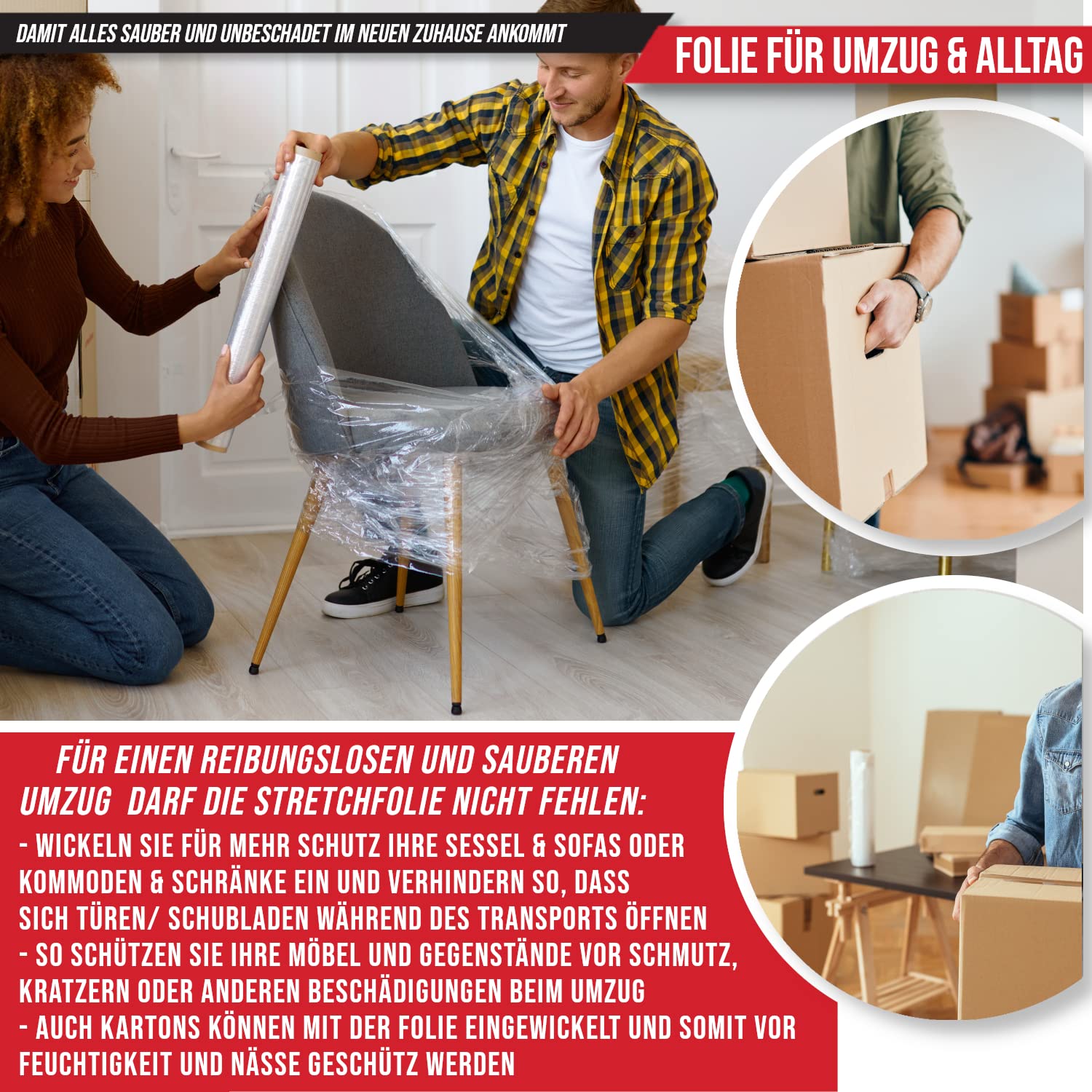 KALTAK Folia stretch przezroczysta – folia do pakowania na rolce o szerokości 50 cm – materiał opakowaniowy, folia do przeprowadzki do mebli – rozciągliwa folia do pakowania z mocną stroną przyczepną dla bezpiecznej ochrony (6)