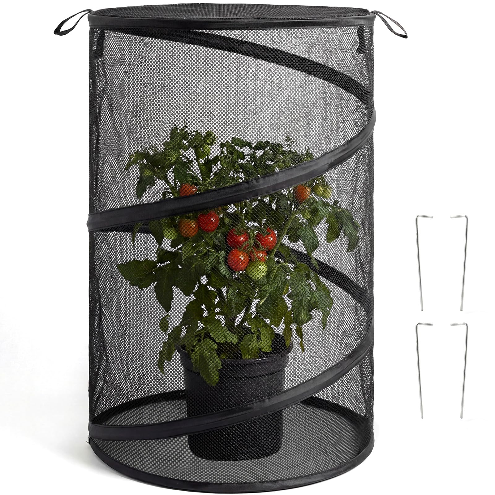 48x36cm Pop Up Garden Mesh - Vegetable Fruit Cage Flower Protective Net Cover with 4 Pegs, Outdoor Patio Garden Netting for Protecting Plant Flowers Fruit from Birds Chicken (black)