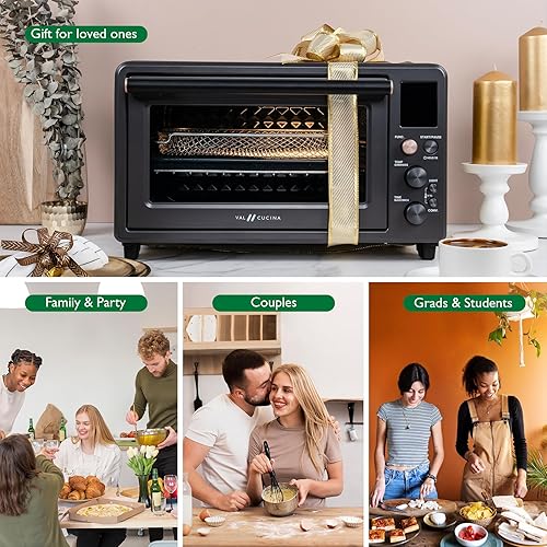 Miniatura 9 de VAL CUCINA Combo de horno tostador de freidora de aire con calefacción infrarroja, con interior recubierto de esmalte no tóxico, horno de convección