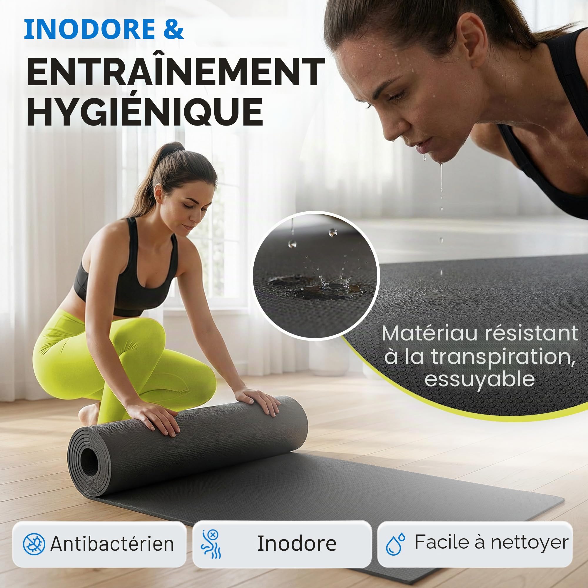 Tapis de protection du sol Vida Sport Protect Floor 90 x 200 cm Noir