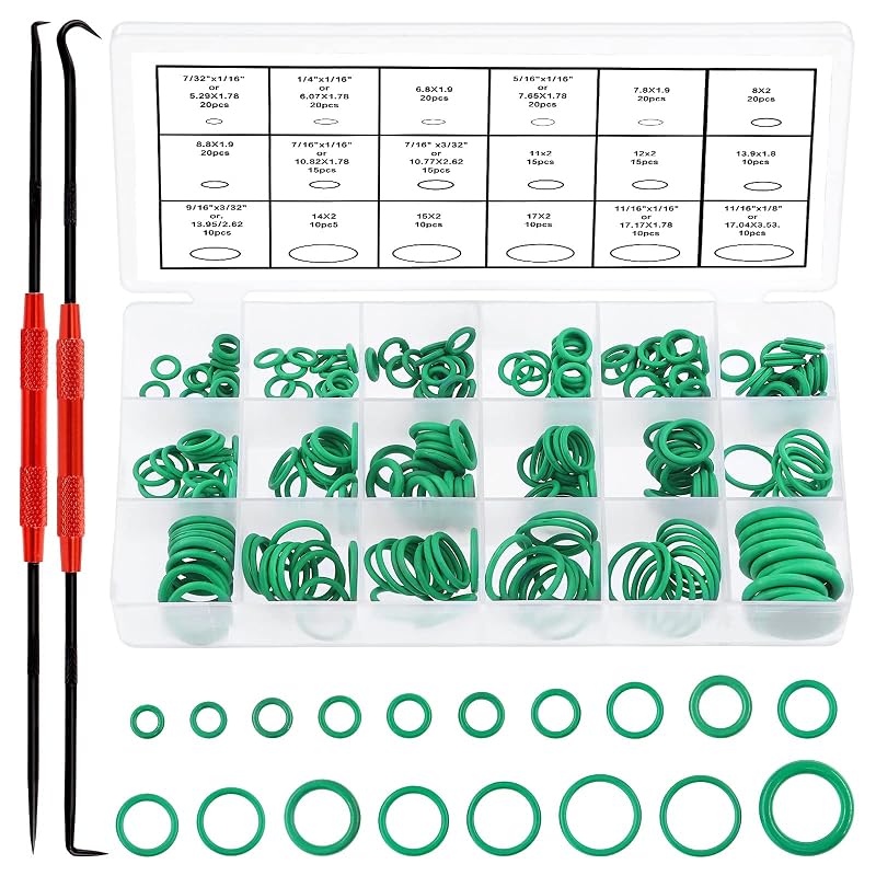 Kit de Anéis de Vedação O-Ring Swpeet em Borracha Nitrílica Verde com Ganchos de Precisão – 272 peças