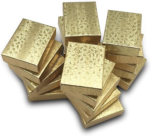 Miniatura 8 de TheDisplayGuys - Paquete de 100 cajas de cartón rellenas de algodón #10 para joyas, papel de aluminio dorado (1.9 x 1.3 x 0.7 pulgadas), para envío