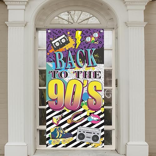 Miniatura 4 de Cartel de puerta con temática de los años 90, decoraciones de fiesta para adultos, tema de hip hop de los 90, suministros de fiesta de fondo de