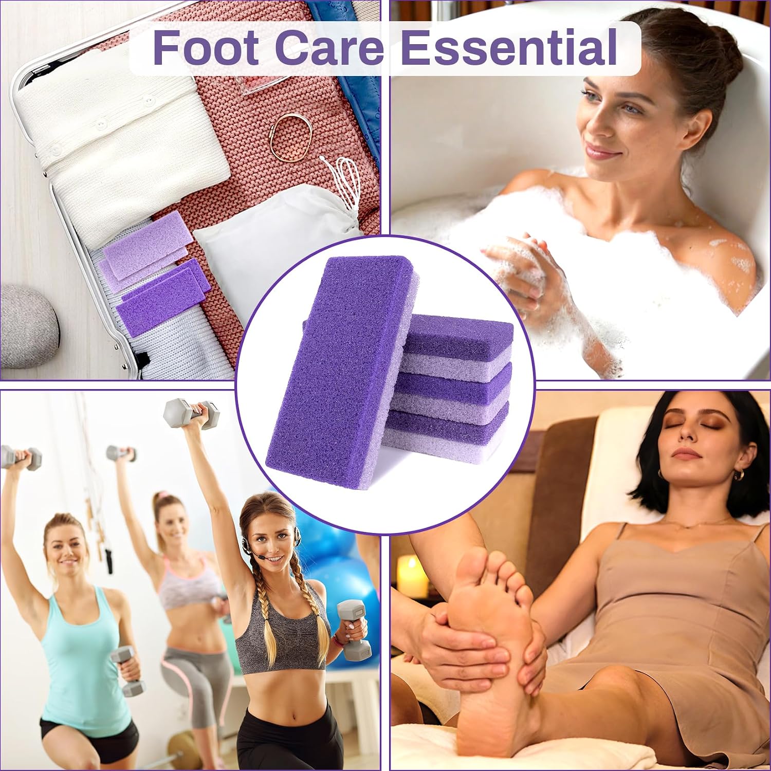 10 Pumice Stone for Feet - 4.7 x 2 x 1 Inch Double Side Purple Foot Pumice Stone, Foot Filer Pedicura Scrubber for Callus Removal, Foot Care Spa Productos for Dark Elbows Hard Skin Exfoliating