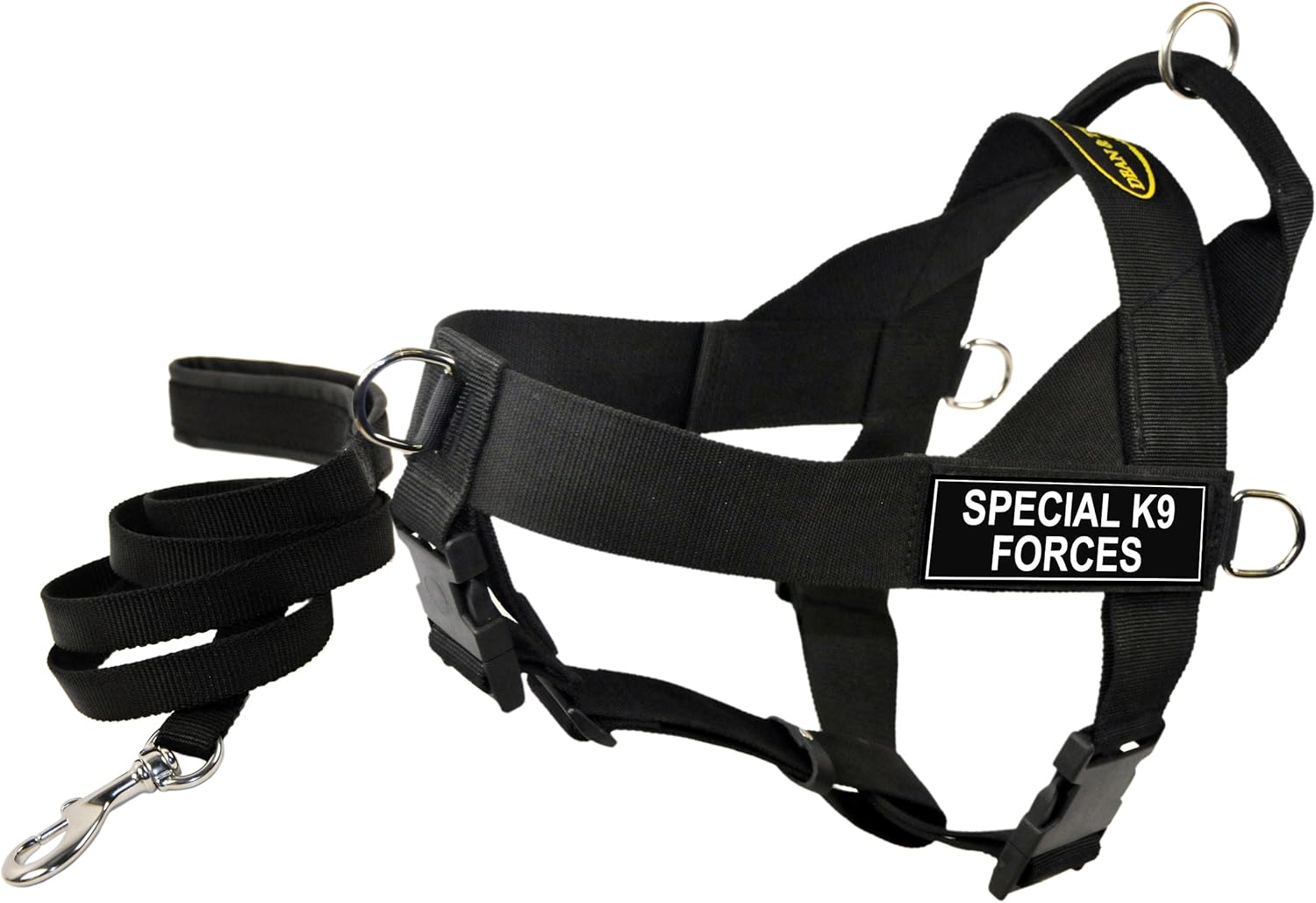 Dean and Tyler 37 to 47-Inch Therapy Dog In Training Dog Harness Padded with 6-Feet Stainless Steel Snap Puppy Leash, X-Large, Black