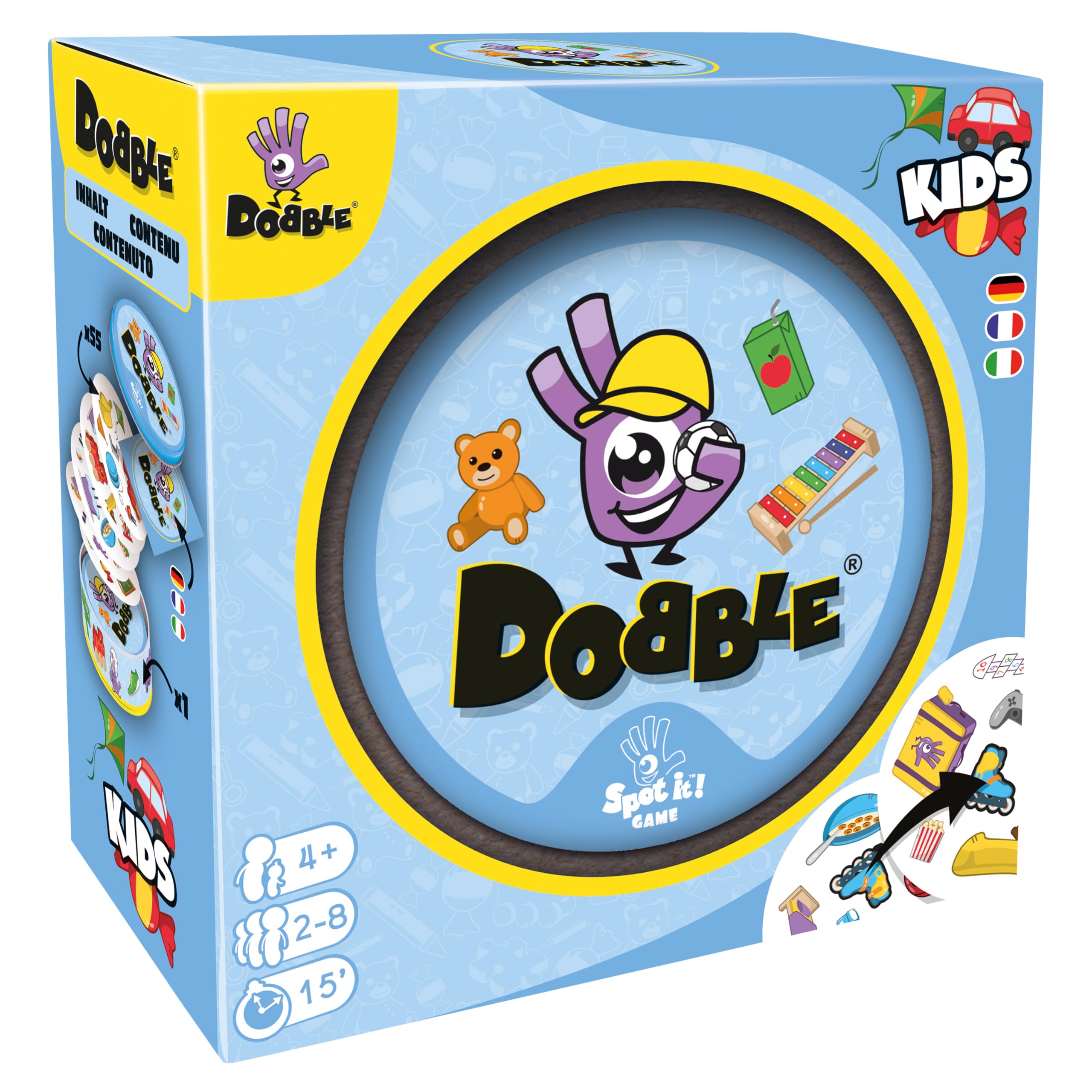 Asmodee Dobble Kids (Eco-Sleeve), Board Game for Children from 4 Years and Older, 2 to 5 Players, Italian Edition