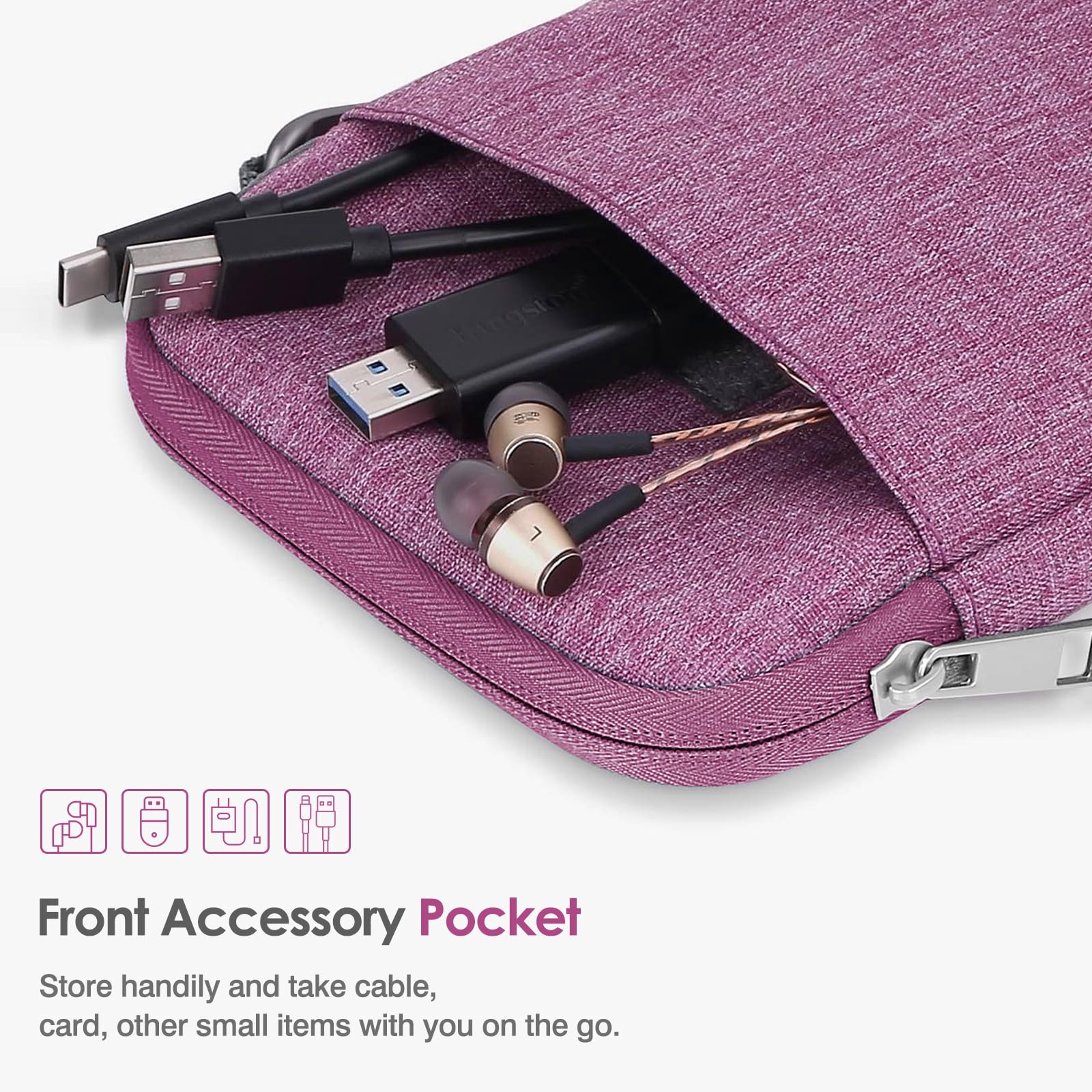 MoKo Padded Ereader Sleeve Case for 6-7 inch Ereader Tablet Bag Protective Cover Pouch with a Carabiner, Compatible with 7" Colorsoft Signature Edition 2024, Purple
