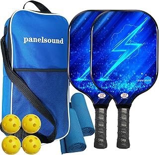 USAPA Approved Fiberglass Pickleball Paddles Set of 2, Lightweight Pickleball Rackets Set, 1 Carrying Case, 2 Cooling Towels & 4 Balls