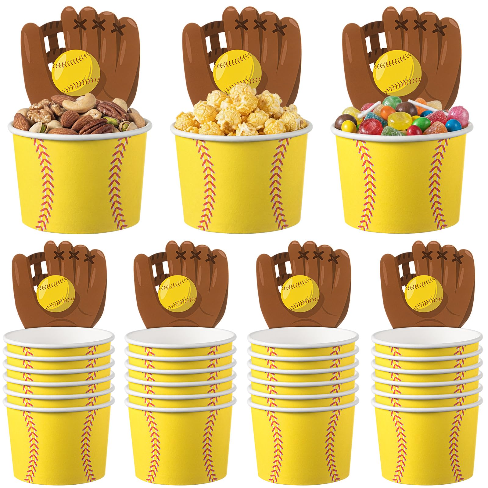 Suclain 50 Pcs Softball Hoop Snack Cups Softball Party Decorations