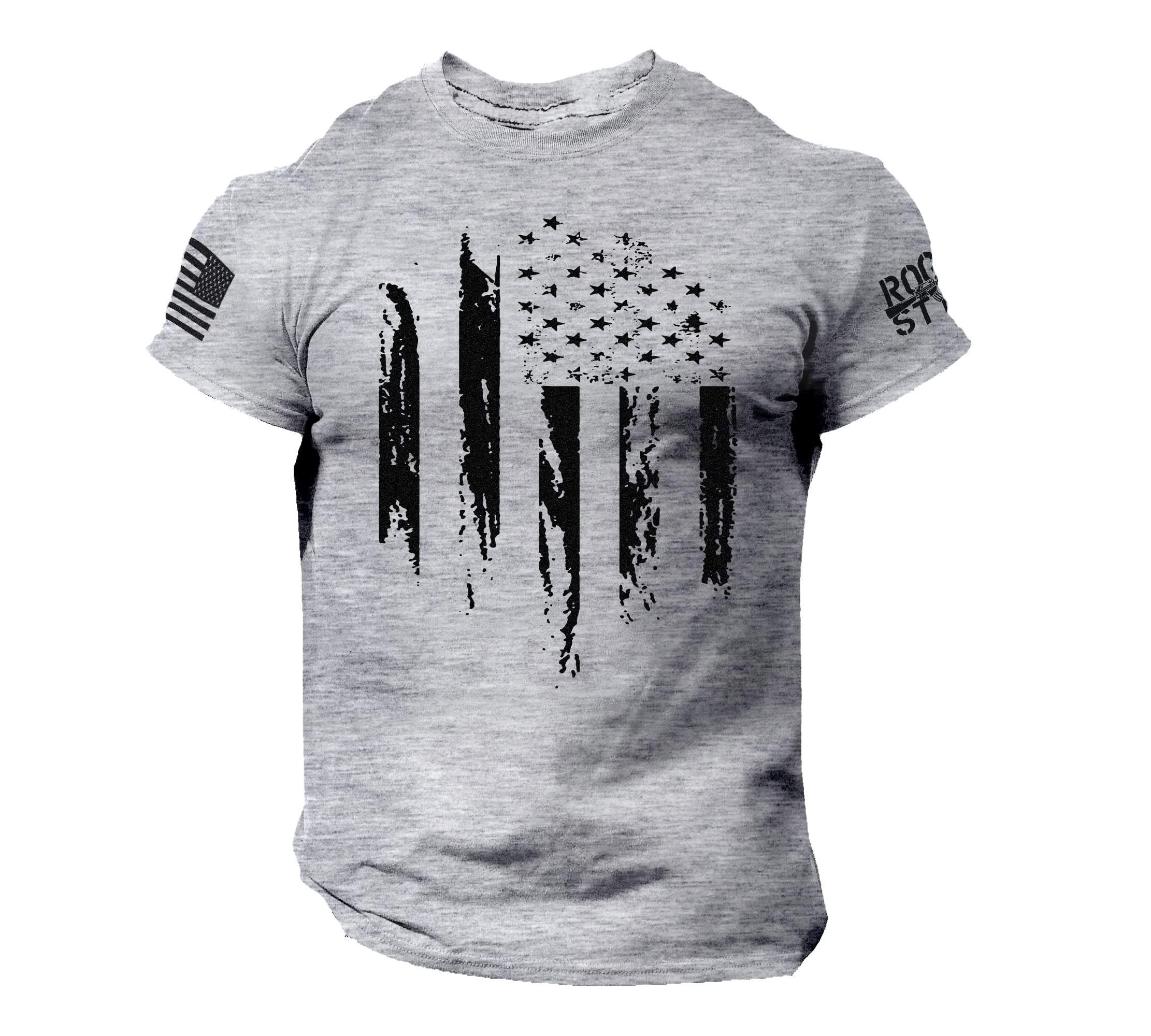 Rogue StyleAmerican Distressed Flag Men T Shirt – Patriotic Shirts for Men