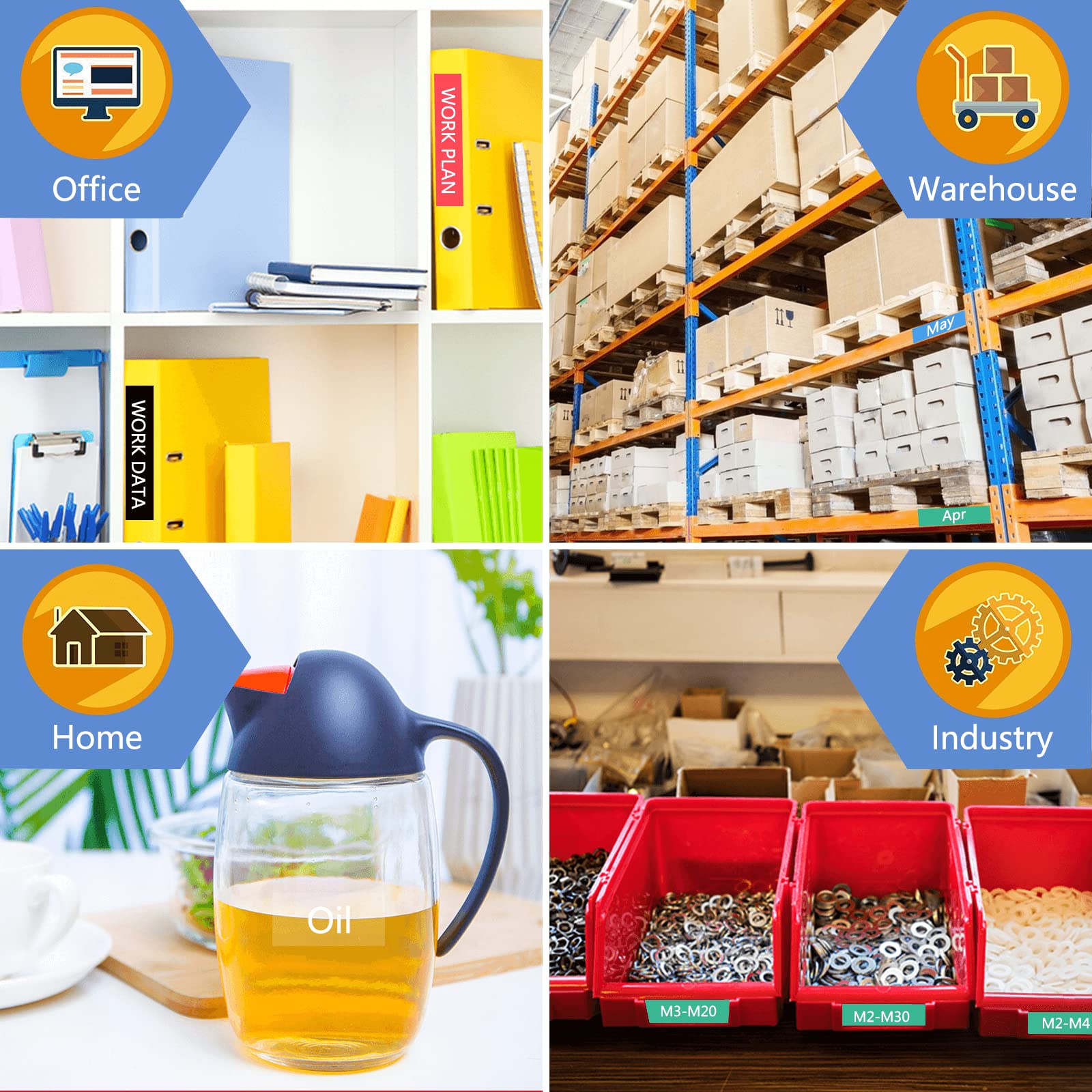 GREENCYCLE Nastro per etichette compatibile con Brother P-Touch TZ TZe 18 mm 0,7" 3/4" bianco su trasparente/nero/rosso/blu/verde, nero su oro per etichettatrice PT-P710BT PTD400 PTD400AD PTD600