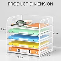 Vista 53 de 5 Tray Paper Organizer Letter Tray with Handle - Mesh Desk File Organizer, Paper Sorter Organizer for Office, Home or School File Folder Holder