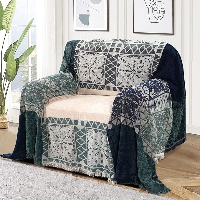 Turquoize Boho Couch Cover Bohemian Cotton Sofa Cover Sofa