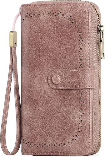 Miniatura 7 de GAEKEAO Leather Credit Card Holder Wallet for Women RFID Blocking Large Capacity Bifold Zipper Card Case Organizer with Wristlet 45 Slots