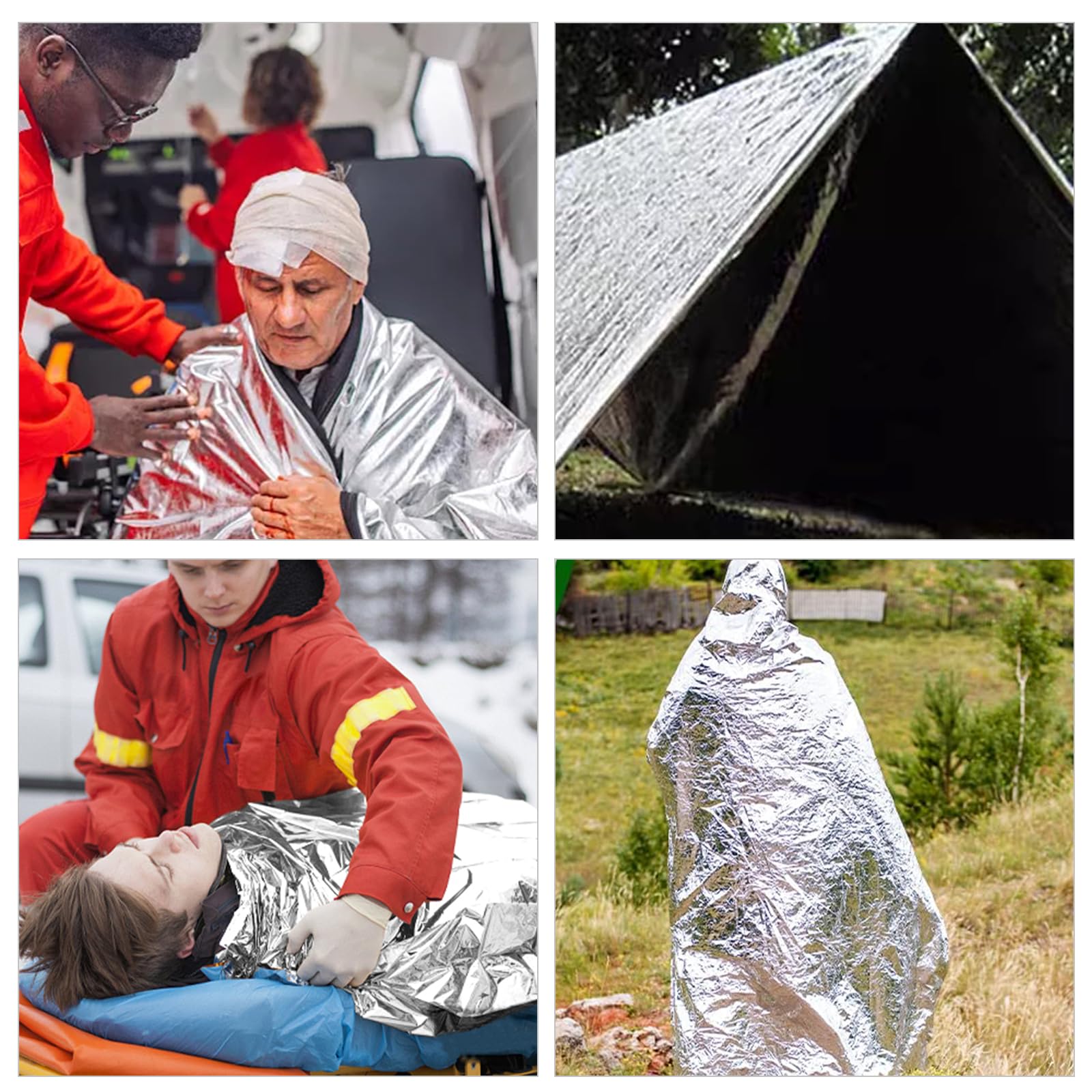 Mantas De Supervivencia - Pack De 5, 130x210 Cm, Plateadas, Para Emergencias Y Primeros Auxilios