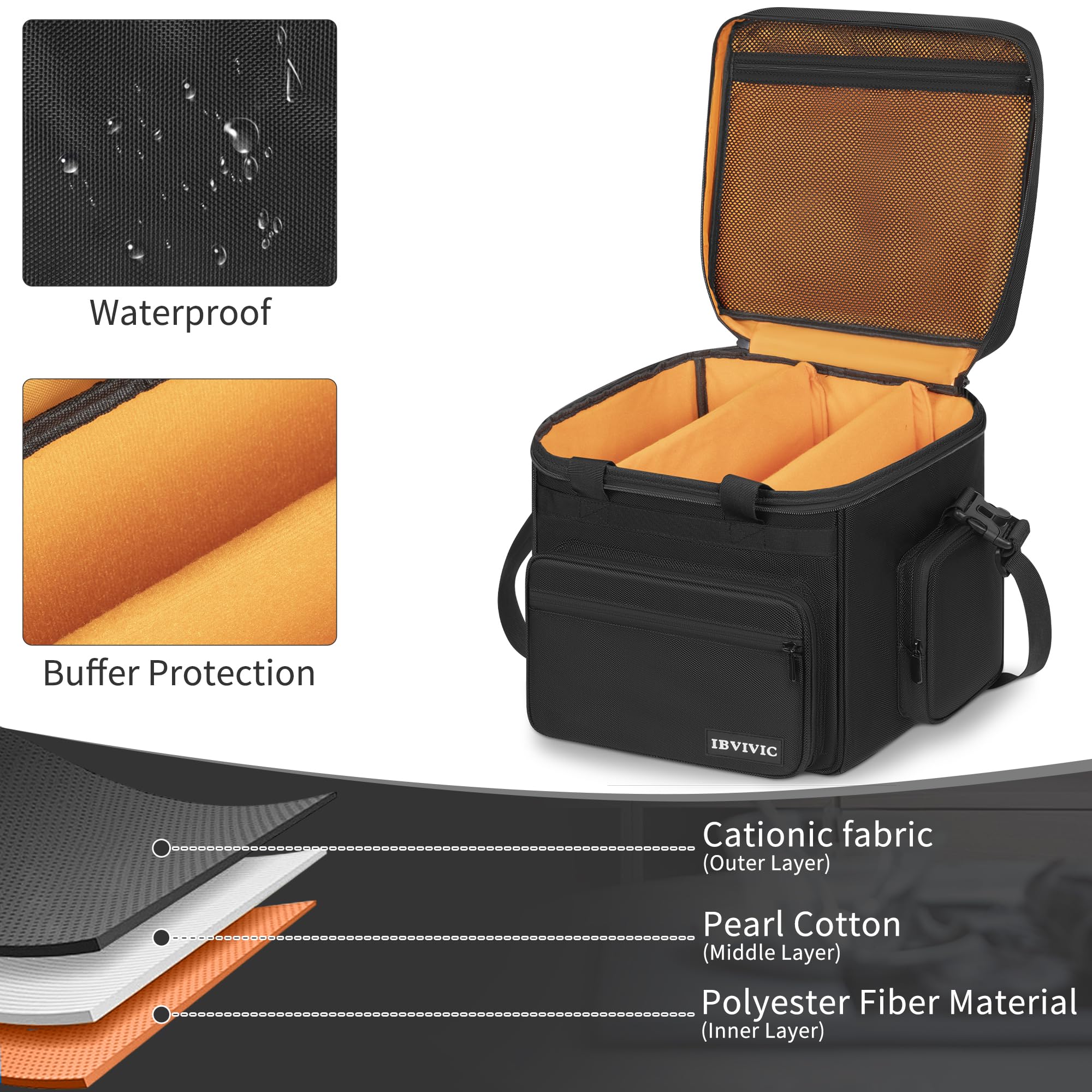 OUUTMEE Bolsa de transporte para discos de vinilo, estuche de almacenamiento para discos de vinilo para álbumes LP de 7/10/12 pulgadas, estuche LP con separadores extraíbles para viajes y organización