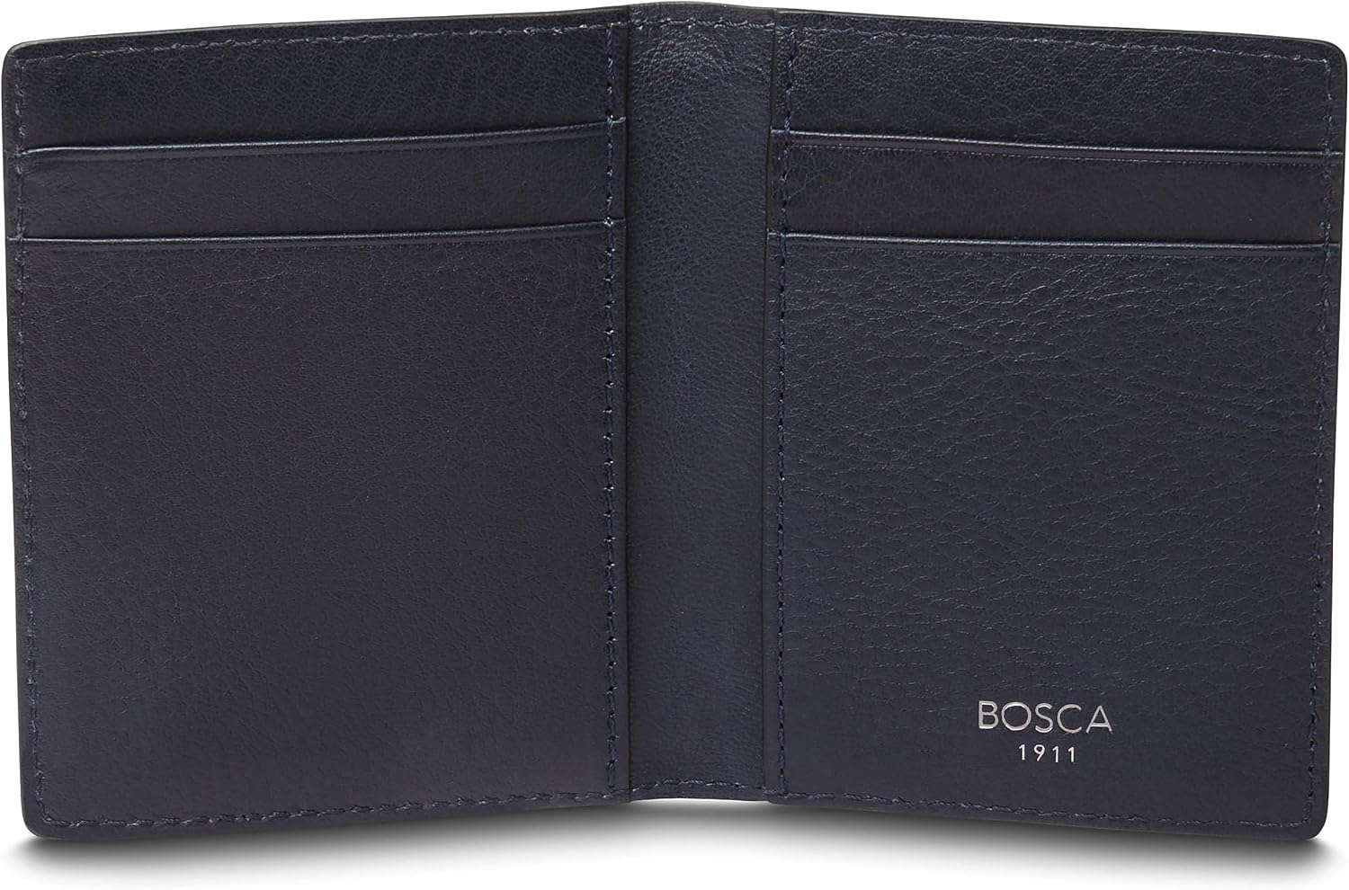 Bosca Navayo Leather Money Clip Wallet for Men - Bifold Front Pocket Design - 4 Card Pockets, Magnetic Money Clip - Handmade in Italian Tuscany Factory - Compact 4" x 3 Black