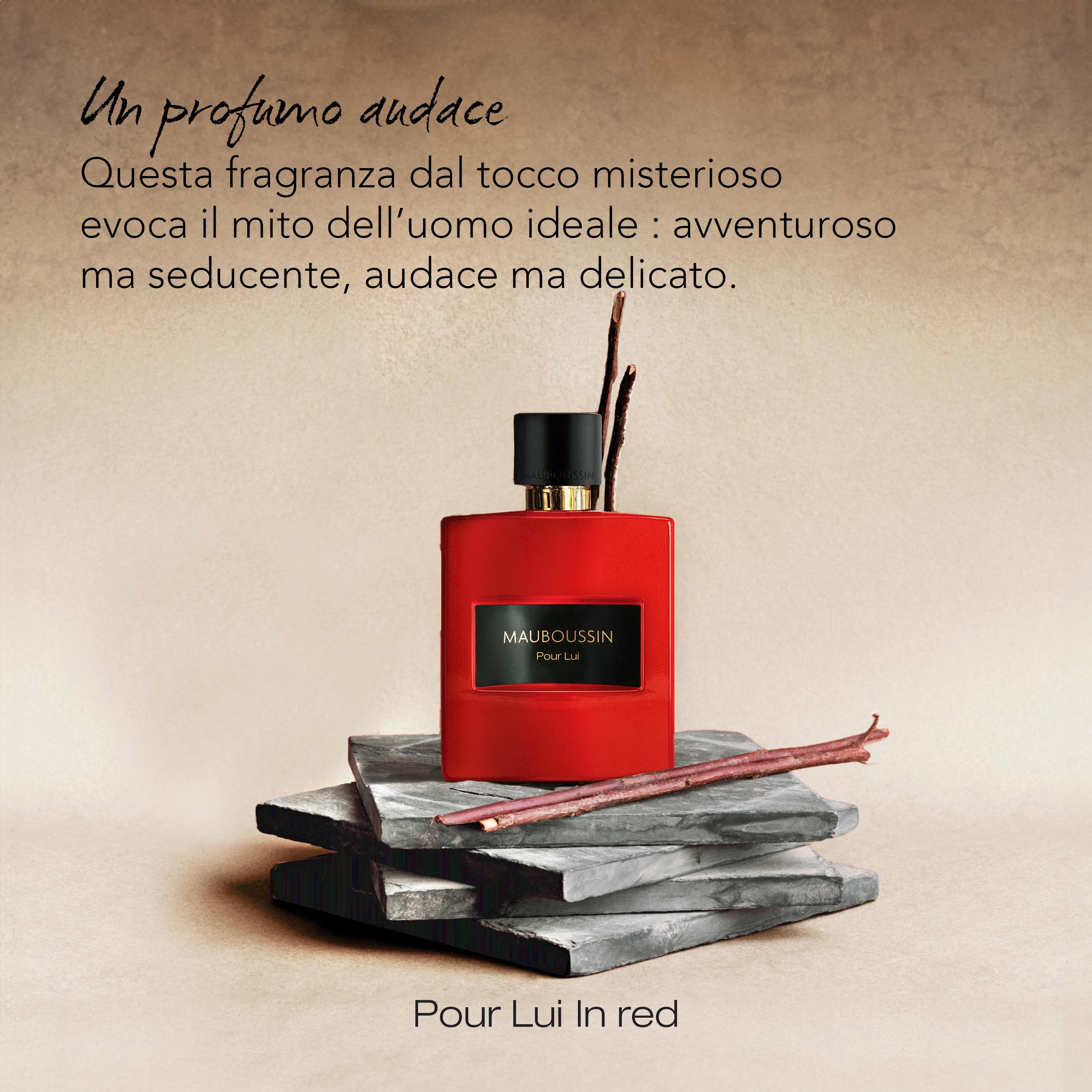 Mauboussin - Per Lui In Red 100 ml + 20 ml (Travel Spray) - Eau de Parfum Homme - Fragranza legnosa e speziata