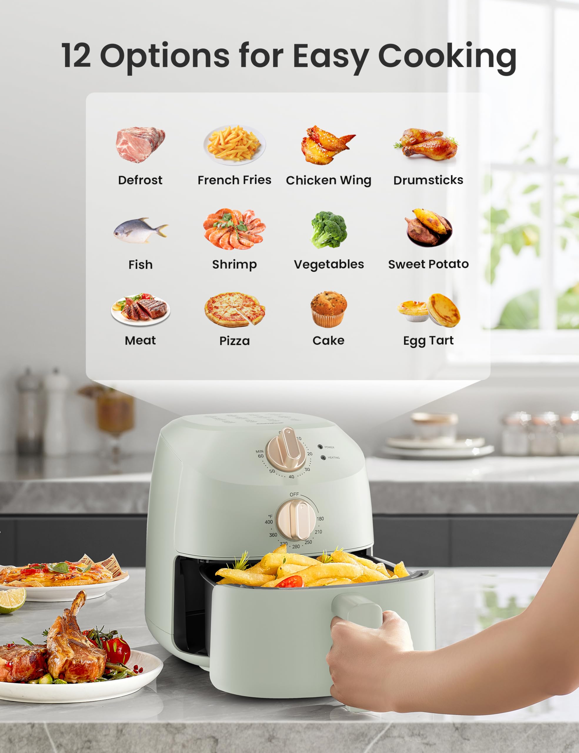 COMFEE' Mini Air Fryer 2.1 Qt small Airfryer Oven with 12 Menu