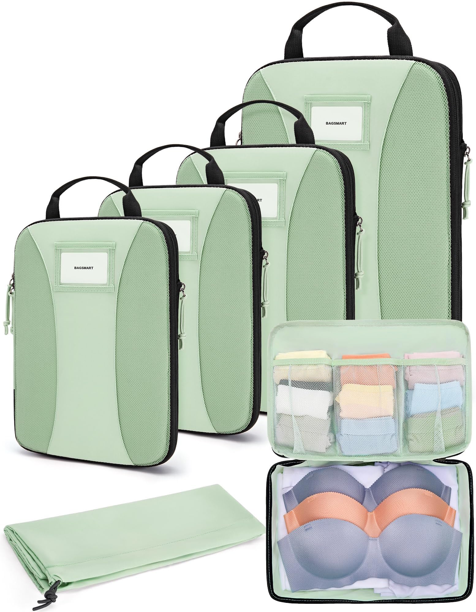 BAGSMART Compression Packing Cubes, 6 PCS Packing Cubes for Suitcases, Travel Bags Organizer for Luggage, Lightweight Packing Cube for Travel Essentials