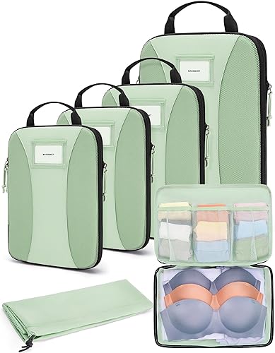 BAGSMART Cubitos de embalaje de compresión, 6 cubos de embalaje para maletas, organizador de bolsas de viaje para equipaje, cubo de embalaje ligero
