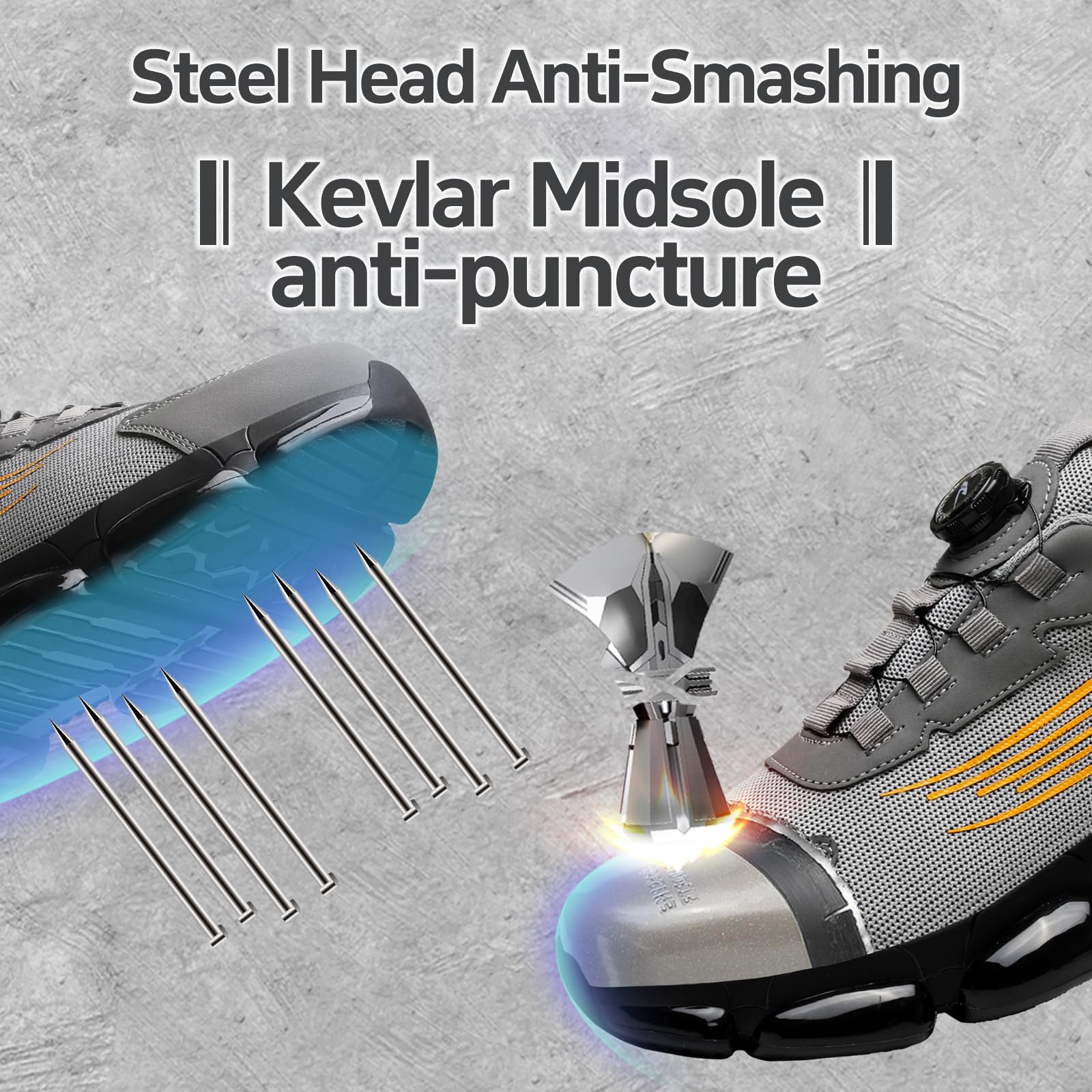 Gugifcto Scarpe Antinfortunistiche Uomo Donna Moda Sneakers Antiscivolo Leggere Traspiranti Rilascio Comode Rapido Scarpe Sicurezza con Punta in Acciaio 36-48 EU