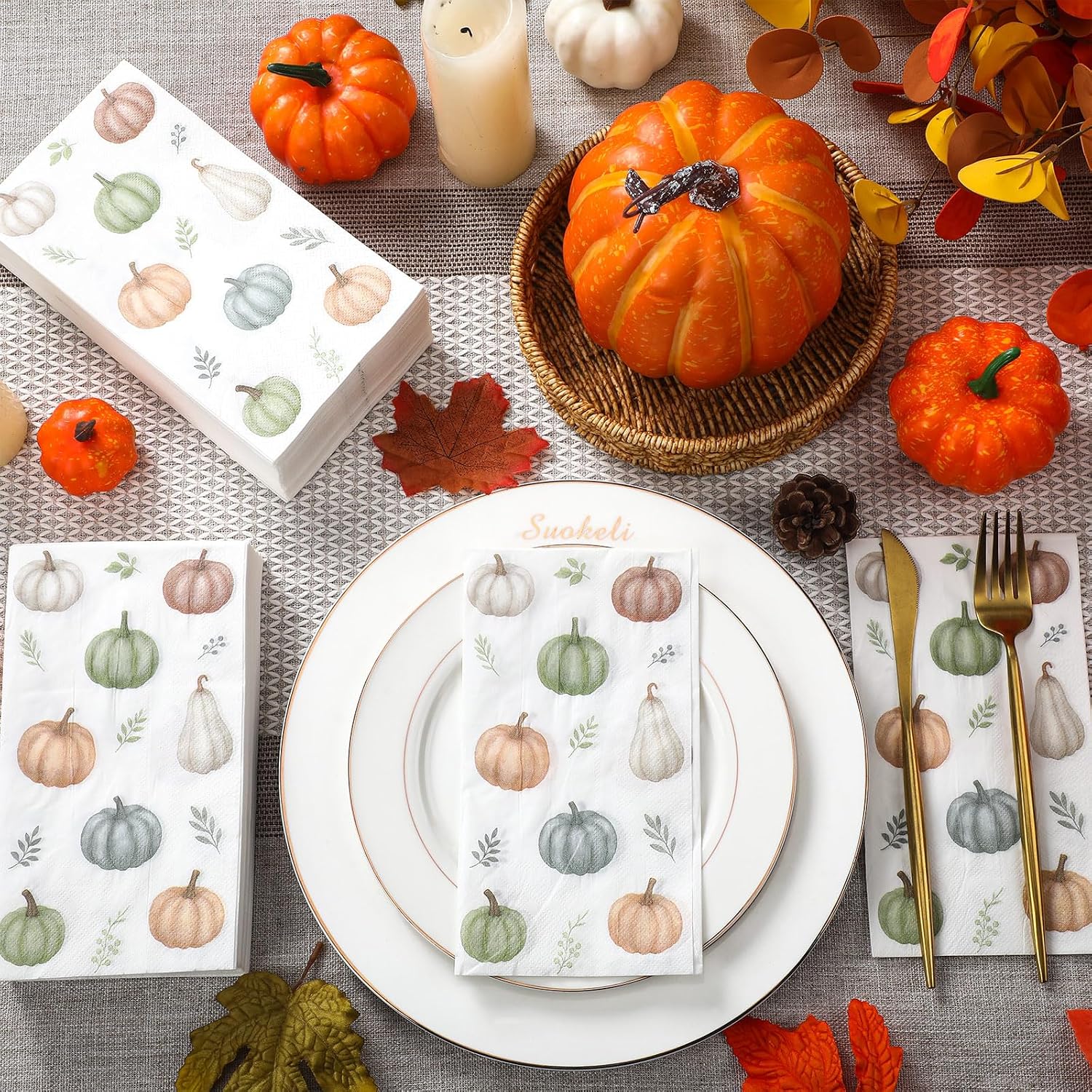 AmazingSpark 100 Pcs Fall Thanksgiving Paper Guest Towels Disposable image 4