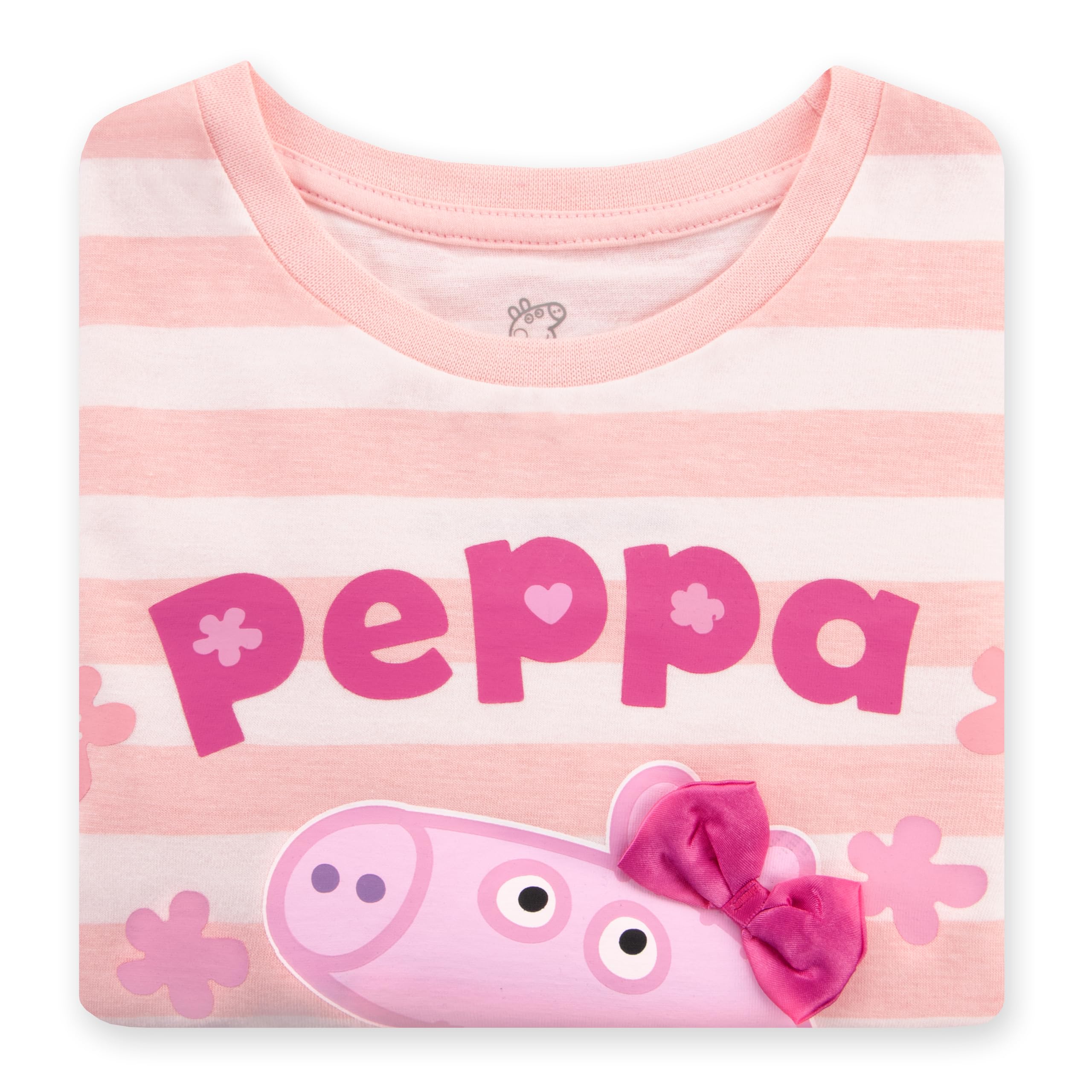 Peppa Pig Maglietta Manica Lunga con Fiocco 3D, Maglia Bambina Adorabile, Maglietta Maniche Lunghe da 18 Mesi a 8 Anni