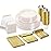BESTVIP 175PCS Clear Gold Disposable Dinnerware Set for 25 Guests, Plastic Plates for Party, Wedding, Christmas, Include: 50Plastic Plates, 25 Gold Silverware, 25 Cups, 25 Napkins