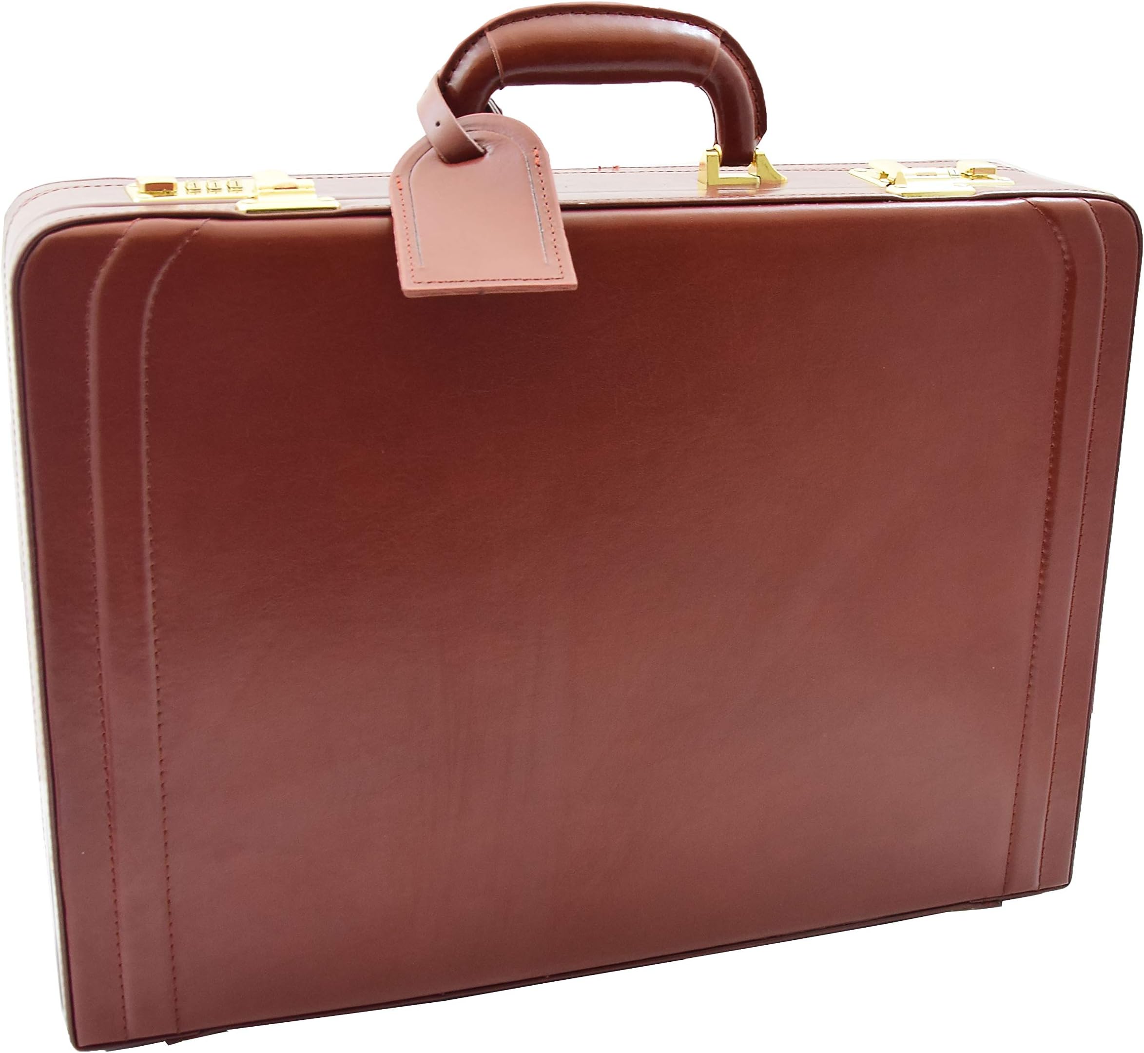 House of Luggage Mens Real Leather Attache Case Classic Executive Briefcase Business Office Bag HLG700 Cognac
