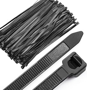 OneLeaf Cable Ties 12 Inch Heavy Duty Zip Ties with 120 Pounds Tensile Strength for Multi-Purpose Use, Self-Locking UV Resistant Nylon Tie Wraps, Indoor and Outdoor Tie Wire.Black, 100 Pcs