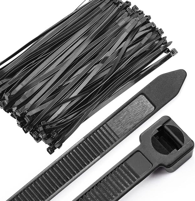 OneLeaf Câblodistributeurs 12 Pinces à fermeture éclair de pouce avec 120 Pounds Force de traction pour une utilisation multi-usages, auto-démarrage UV Enveloppes en nylon résistant, fil intérieur et extérieur.Noir, 100 Pcs