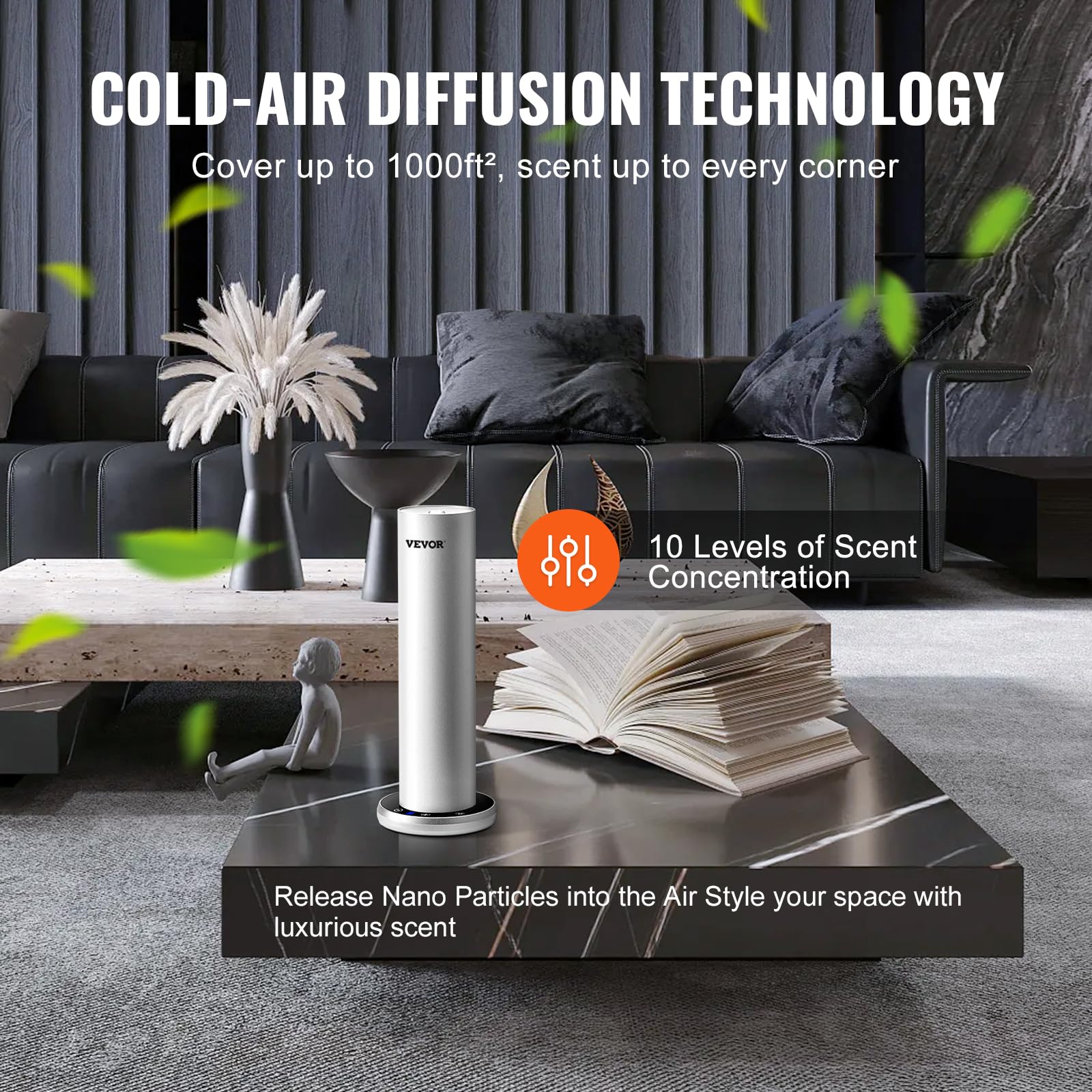 VEVOR Máquina de Aire perfumado para el hogar, Difusor de Aire frío Inteligente Bluetooth de 120 ml, Difusor de Aire perfumado con Aceite Esencial sin Agua, Máquina de aromaterapia de pie para SPA