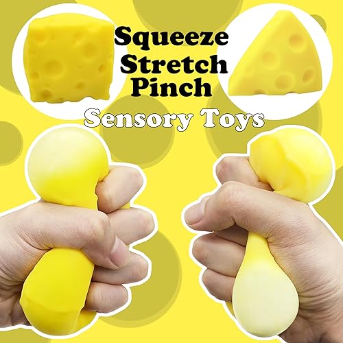Miniatura 4 de Bolas de estrés para niños y adultos, juguetes sensoriales para el estrés (2 piezas) juguetes antiestrés de queso, juguetes para aliviar el estrés,