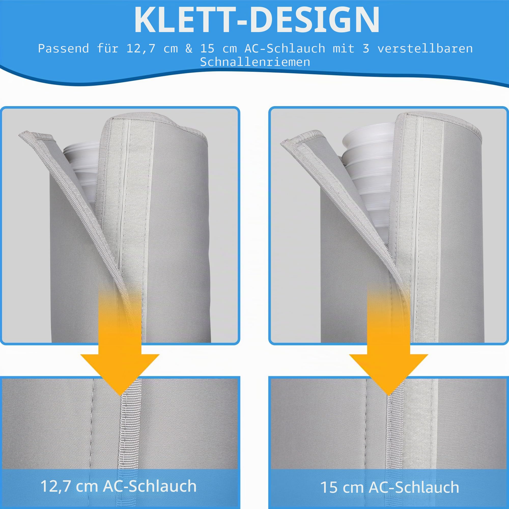 Tragbare Klimaanlagen-Schlauchabdeckung, tragbarer AC-Schlauchk, Isolierhülse, AC-Schlauch, isolierte Abdeckung für 12,7 cm und 15 cm Durchmesser AC-Abluftschläuche zur Wärmereduktion